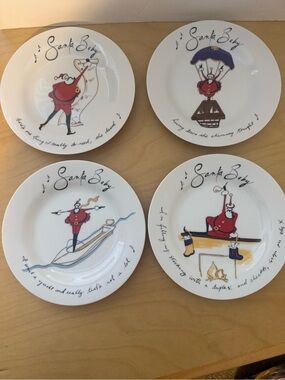 Pottery Barn Santa Baby Holiday lunch/salad Plates - White 8.5”. Made in Japan